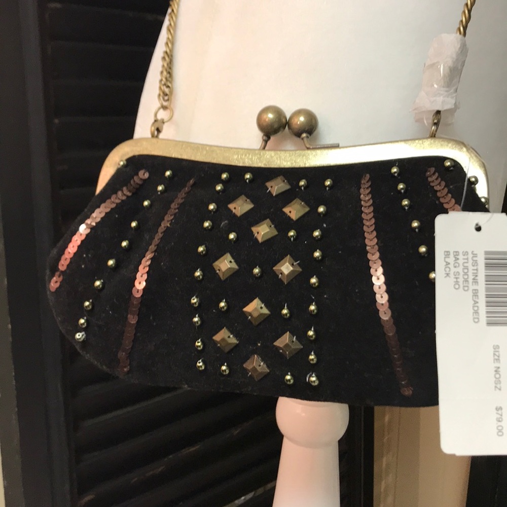 Chico’s Justine Beaded Studded bag NWT